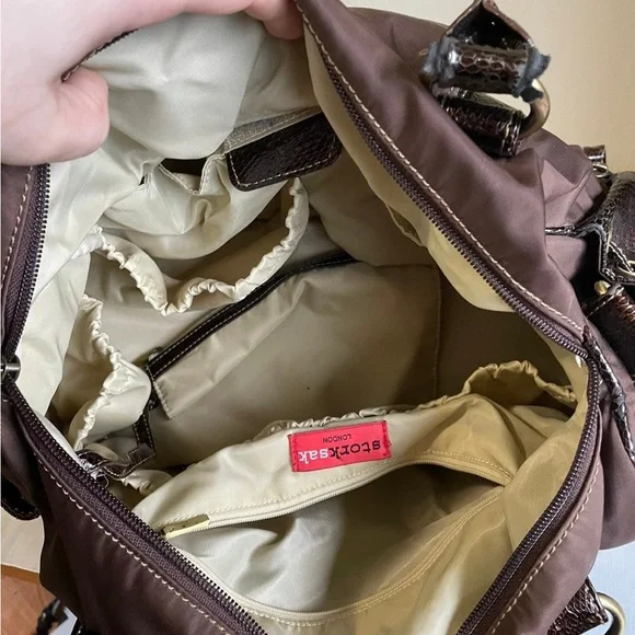 Sorksak Brown Purse with Faux Snakeskin Accents - Picture 5 of 8